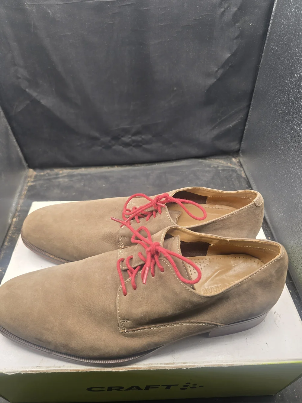 Cole Haan Brown Suede Derby Shoes with Red Laces